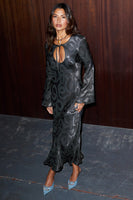 Thumbnail for caption_Model wears Charcoal Snake Jacquard Maeve Dress in UK 8 / US 4