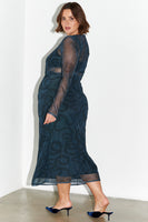 Thumbnail for caption_Model wears Snake Mesh Skirt in UK 18/ US 14