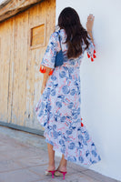Thumbnail for Model wearing Blue Sorrento Wrap Dress