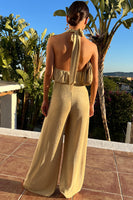 Thumbnail for Model wearing Gold Sparkle Jumpsuit