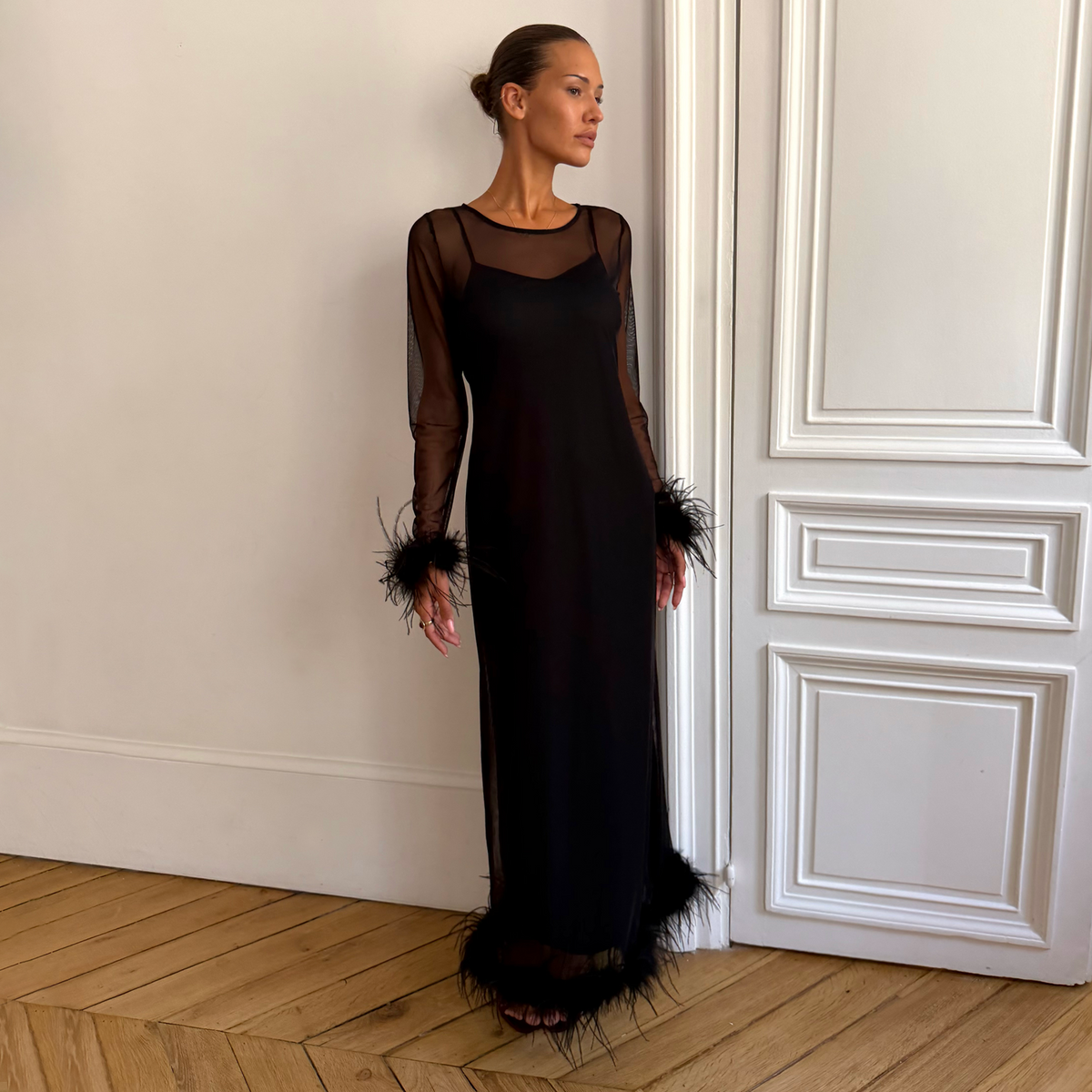 Feather Mesh Dress