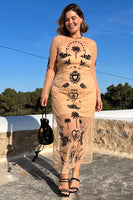 Thumbnail for Model wearing Embellished Mesh Tattoo Dress