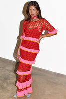Thumbnail for caption_Model wears Red Crochet Valentina Dress in UK size 10/ US 6