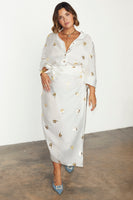 Thumbnail for caption_Model wears  Gold Snake Jaspre Wrap Skirt in UK size 18 / US 14