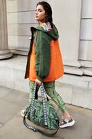 Thumbnail for caption_Model wears Khaki and Orange NFD Windbreaker in UK size 16/ US 12