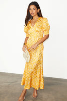 Thumbnail for caption_Model wears Yellow Mosaic May Dress in UK size 10/ US 6
