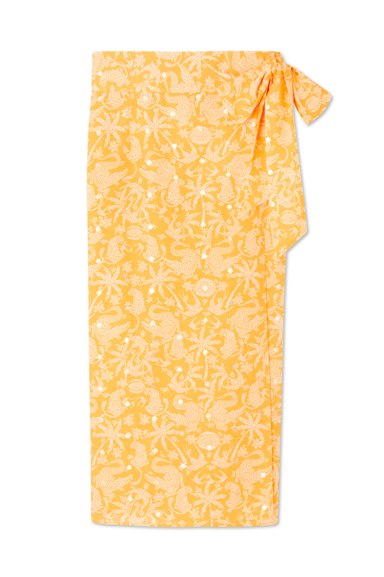 Yellow Cotton Linen Mosaic Jaspre Skirt