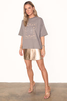 Thumbnail for caption_Model wears Grey Running Wild Bandana T-Shirt in UK size 10/ US 6