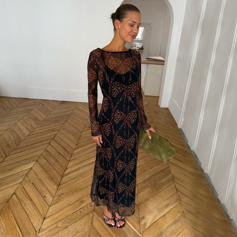 Black Bow Aria Mesh Dress Petite