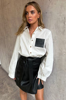 Thumbnail for Black Vegan Leather Mini Jaspre Skirt