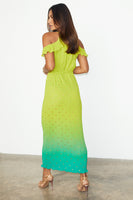 Thumbnail for Lime Ombre Plisse Claudia Dress