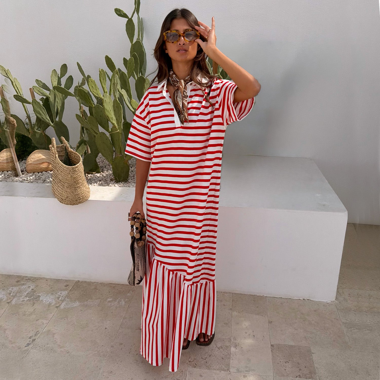 Red Stripe Jersey Dress Never Fully Dressed Red Stripe Jersey Dress Never Fully Dressed