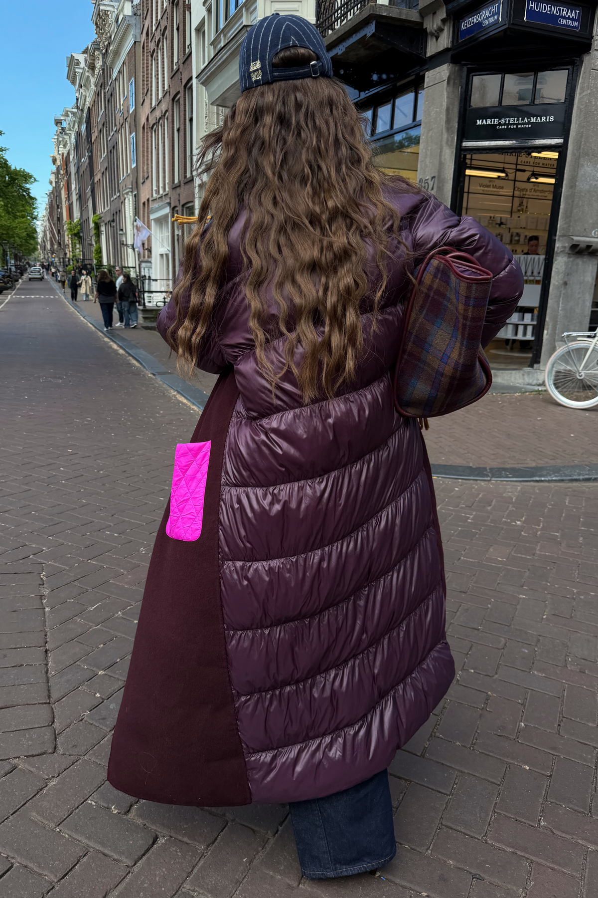 Burgundy Quilted Wool Coat