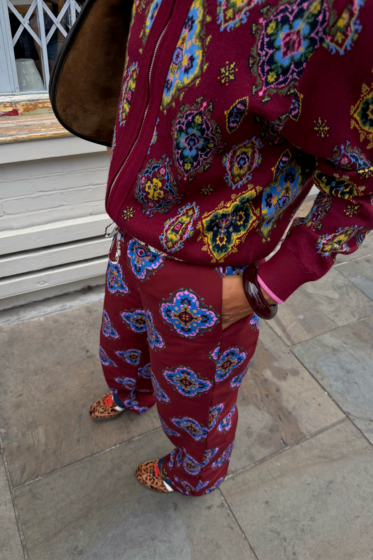 Red Tile Padded Reversible Trouser