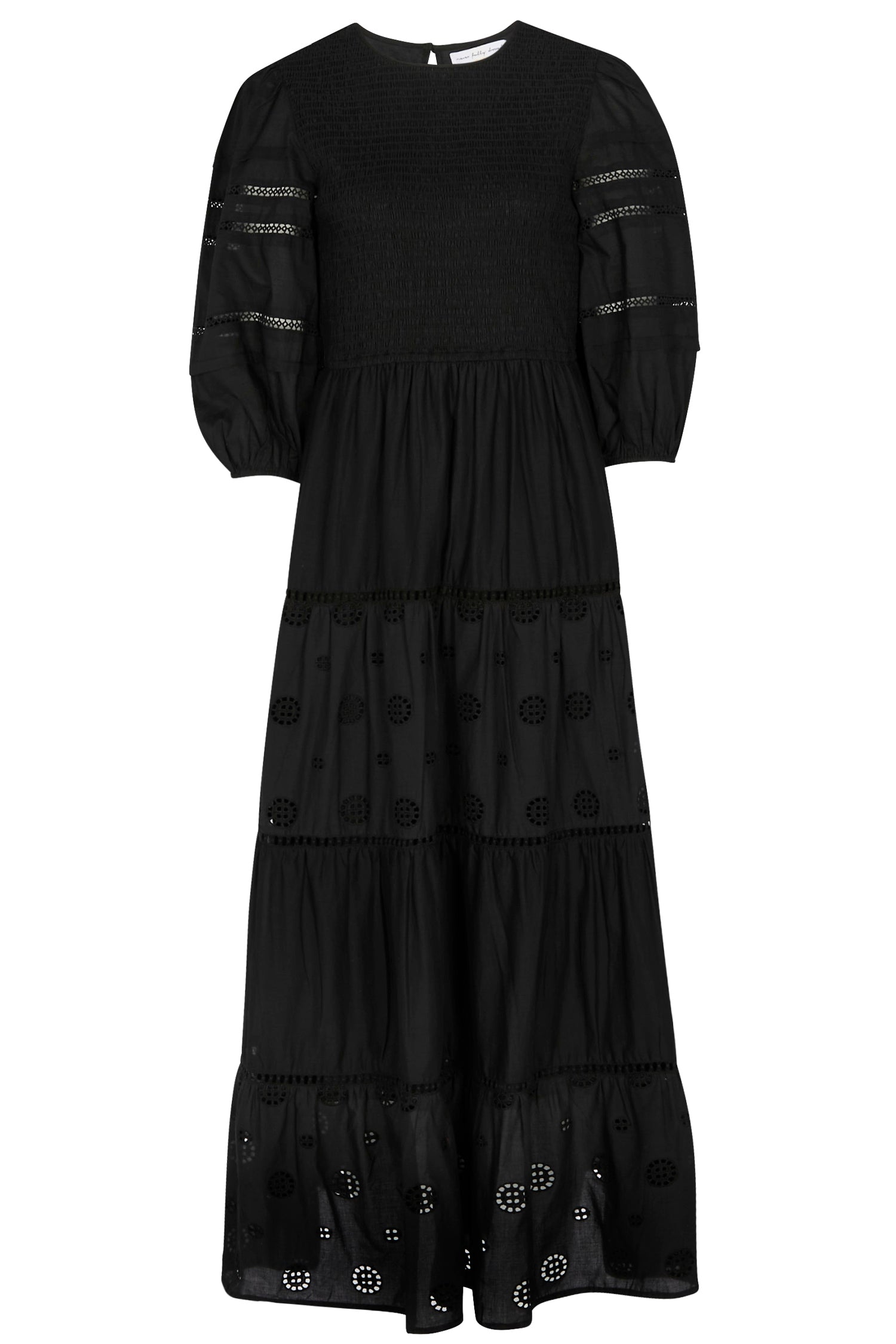Black Broderie Smock Dress