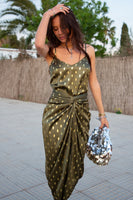 Thumbnail for Khaki Jaspre skirt with Gold Fleck