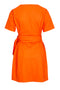 Orange Cotton Linen Mini Wrap Dress
