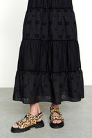 Thumbnail for Model wearing Black Broderie Smock Dress standing facing the camera 