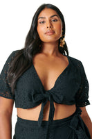 Thumbnail for Model wearing Black Lace River Top facing the camera