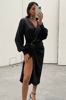 Thumbnail for Model wearing Black Midi Vienna Dress standing facing the camera