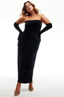 Thumbnail for Model wearing Black Velvet Maxi Dress standing facing the camera