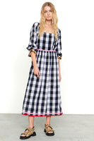Thumbnail for Model wearing Gingham Macy Midi Dress standing facing the camera 