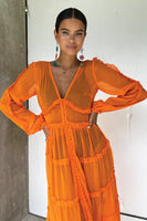 Thumbnail for Model wearing Orange Clemmie Dress facing the camera