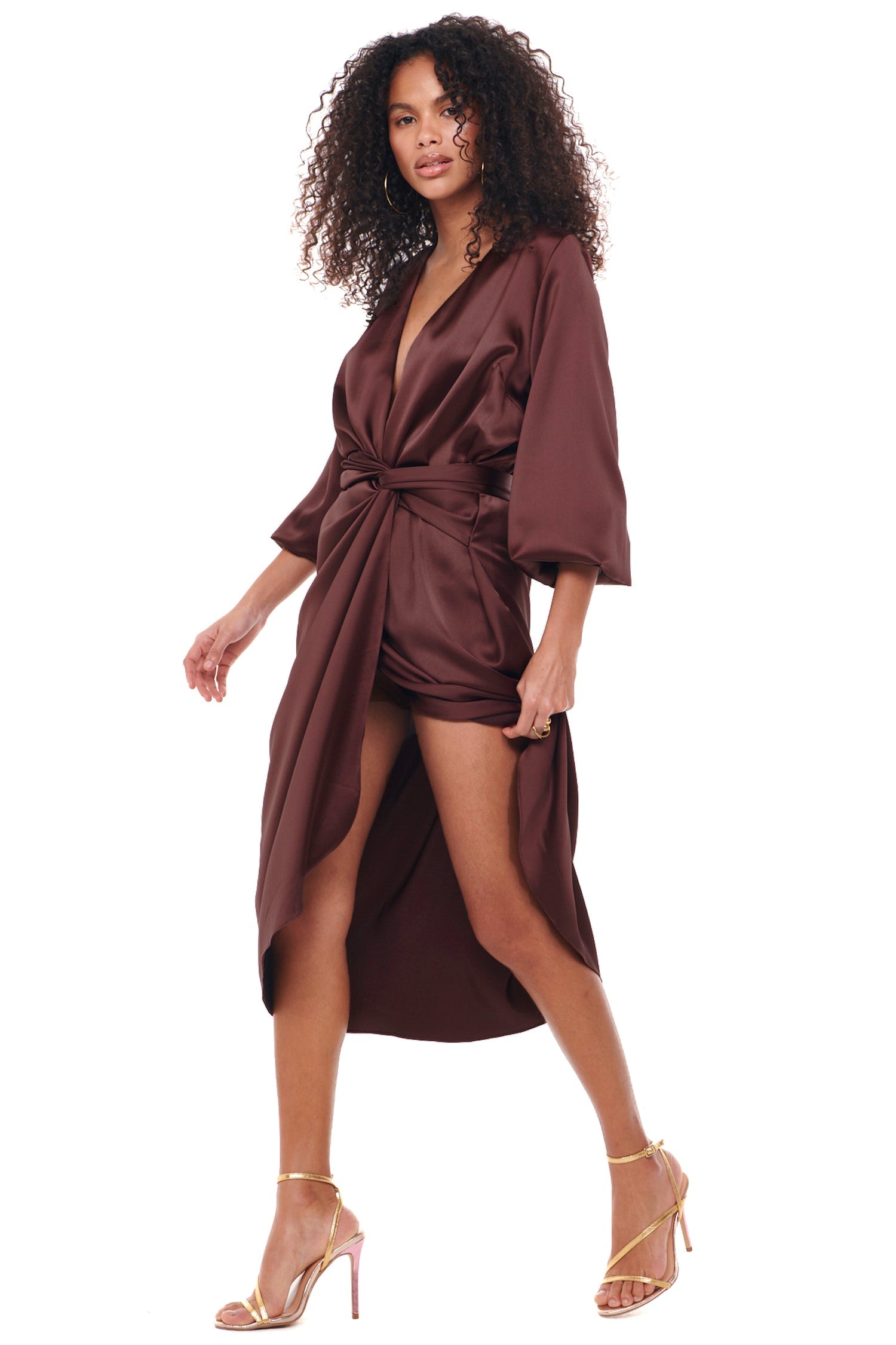 Model wearing Coco Wrap Dress standing facing the camera