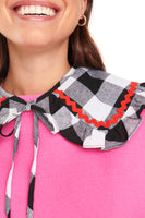 Thumbnail for Model wearing Black And White Gingham Collar