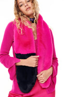 Thumbnail for Fuchsia and Navy Fur Scarf 
