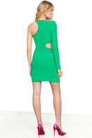 Thumbnail for Model wearing Green Mini Gigi Cut Out Dress standing facing away from the camera
