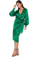 Thumbnail for Model wearing Green Vienna Midi Dress standing facing the camera