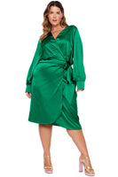 Thumbnail for Model wearing Green Vienna Midi Dress standing facing the camera