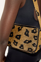 Thumbnail for Brown Leopard Beaded Baguette Bag
