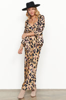 Thumbnail for Model wearing Brown Leopard Camille Slip Dress standing facing the camera