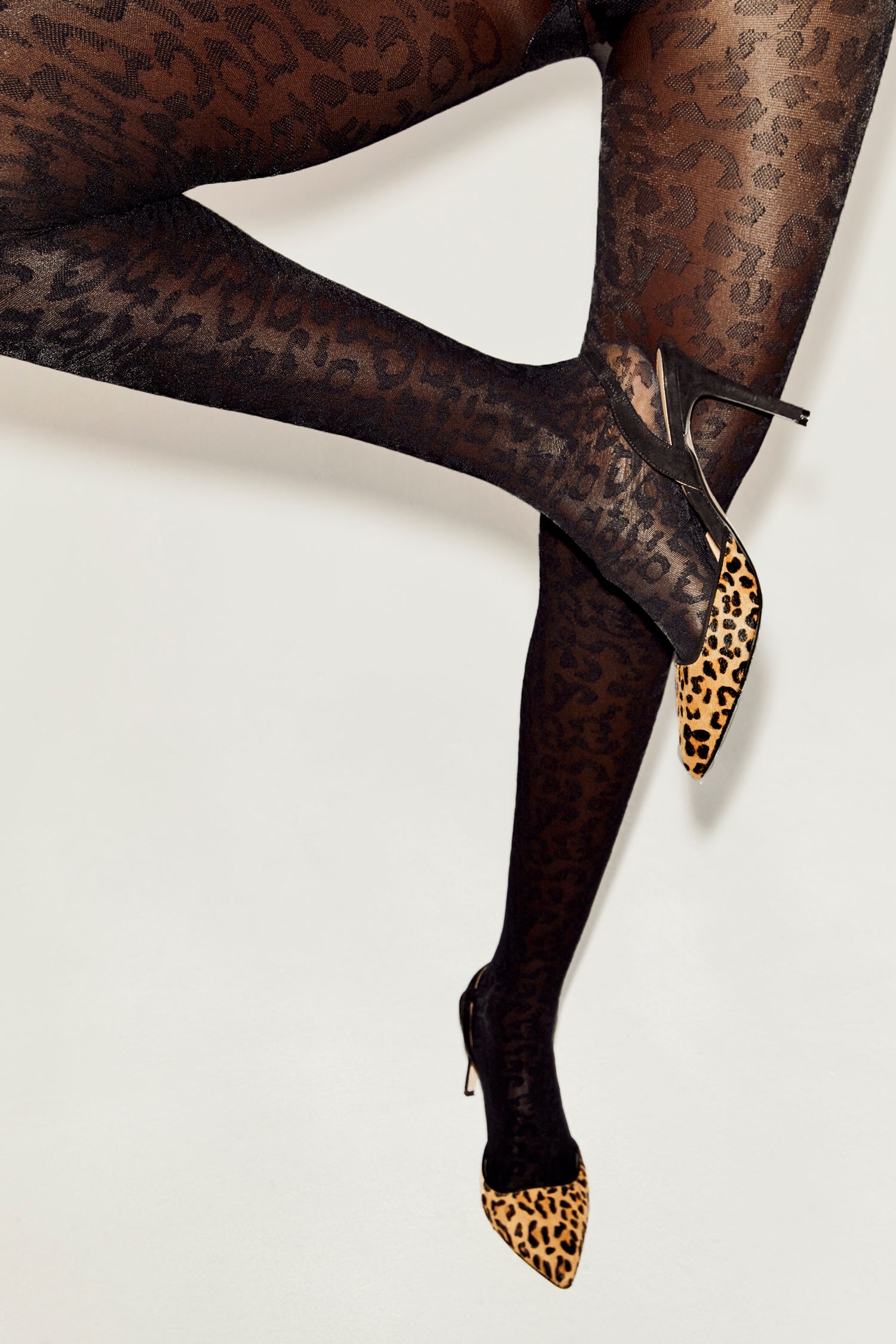 Model wearing Leopard Heel