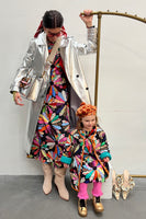 Thumbnail for Model wearing NFD Kids Patchwork Dress standing facing the camera