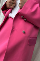 Thumbnail for Model wearing Pink 54 Blazer close up