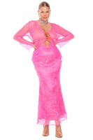 Thumbnail for Model wearing Pink Lace Skirt standing facing the camera