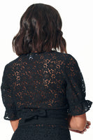 Thumbnail for Model wearing Black Lace River Top back shot
