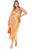 Thumbnail for Model wearing Tayte Paisley Slip Dress standing facing the camera