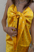 Thumbnail for Model wearing Sunshine Mason Tie Front Top