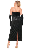 Thumbnail for Model wearing Black Velvet Maxi Dress standing facing away from the camera